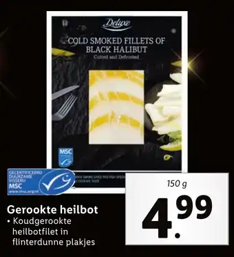 Lidl Deluxe Gerookte heilbot 150g aanbieding