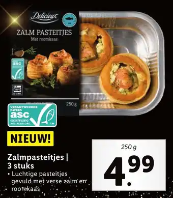 Lidl Delicieux Zalmpasteitjes 250g aanbieding