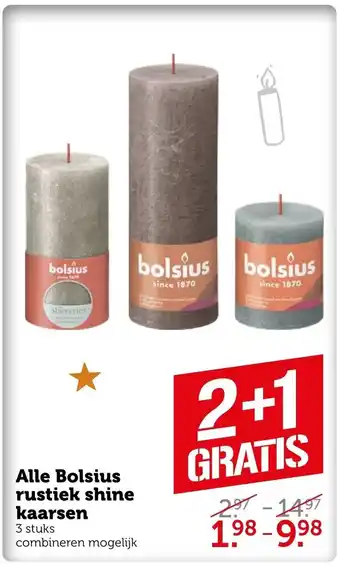 Coop Alle Bolsius rustiek shine kaarsen aanbieding