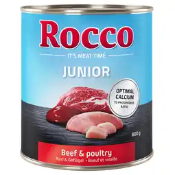 Zooplus 24x800g Junior Gevogelte en Rund Rocco Hondenvoer aanbieding