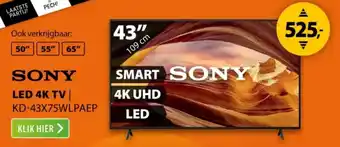 Expert SONY LED 4K TV KD 43X75WLPAEP aanbieding