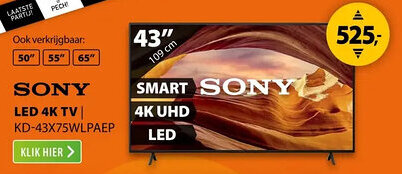 Expert SONY LED 4K TV KD 43X75WLPAEP aanbieding