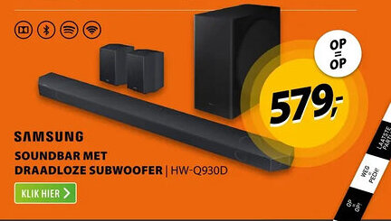 Expert SAMSUNG SOUNDBAR MET DRAADLOZE SUBWOOFER HW-Q930D aanbieding