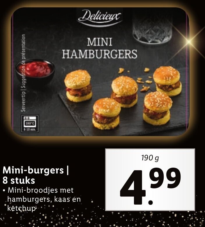 Delicieux Mini burgers 190g aanbieding bij Lidl