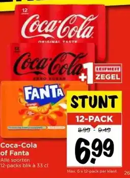 Vomar Voordeelmarkt Coca-Cola of Fanta Alle soorten 12-packs blik à 33 cl aanbieding