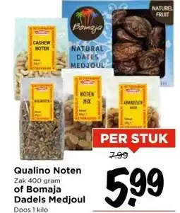Vomar Voordeelmarkt Qualino Noten Zak 400 gram of Bomaja aanbieding