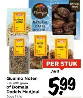 Vomar Voordeelmarkt Qualino Noten Zak 400 gram of Bomaja aanbieding