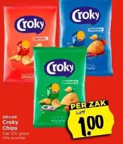 Vomar Voordeelmarkt OP=OP Croky Chips Zak 100 gram Alle soorten aanbieding
