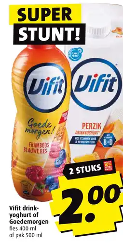 Boni Vifit drink yoghurt of Goedemorgen aanbieding