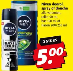 Boni Nivea deorol, spray of douche aanbieding