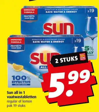 Boni Sun all in 1 vaatwastabletten aanbieding