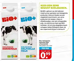 Hoogvliet Bio+ biologische halfvolle melk of karnemelk aanbieding