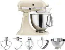 Bol.com KitchenAid keukenmachine - Artisan - Keukenrobot met 7 accessoires - 300 W - 48 L - Almond Cream aanbieding