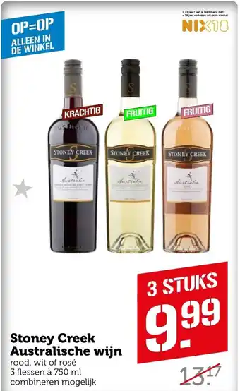 Coop Stoney Creek Australische wijn 750ml aanbieding