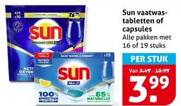 Hoogvliet Sun vaatwas tabletten of capsules aanbieding