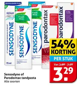 Hoogvliet Sensodyne of Parodontax tandpasta aanbieding