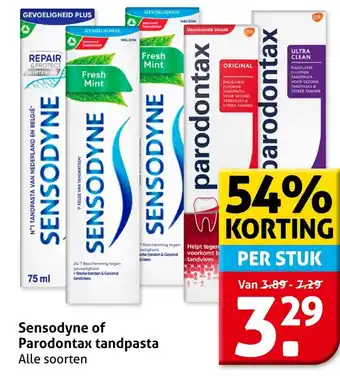 Hoogvliet Sensodyne of Parodontax tandpasta aanbieding