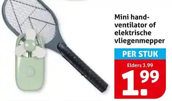 Hoogvliet Mini hand ventilator of elektrische vliegenmepper aanbieding
