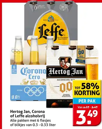 Hoogvliet Hertog Jan, Corona of Leffe alcoholvrij aanbieding