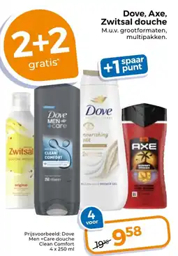 Trekpleister Dove, Axe, Zwitsal douche aanbieding