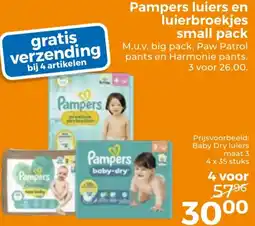 Trekpleister Pampers luiers en luierbroekjes small pack aanbieding