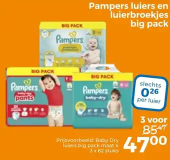 Trekpleister Pampers luiers en luierbroekjes big pack aanbieding