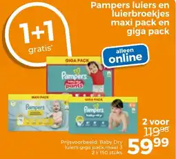 Trekpleister Pampers luiers en luierbroekjes maxi pack en giga pack aanbieding