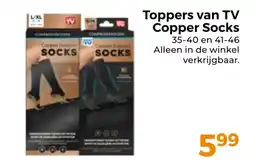 Trekpleister Toppers van TV Copper Socks aanbieding