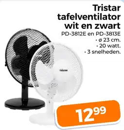 Trekpleister Tristar tafelventilator wit en zwart aanbieding