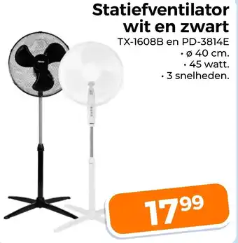 Trekpleister Statiefventilator wit en zwart aanbieding