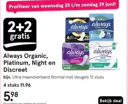 Etos Always Organic, Platinum, Night en Discreet aanbieding