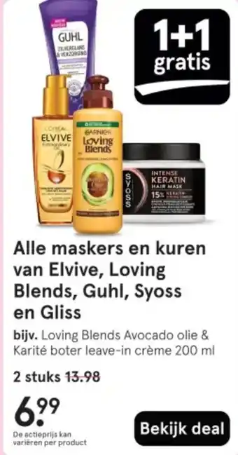 Etos Alle maskers en kuren van Elvive, Loving Blends, Guhl, Syoss en Gliss aanbieding