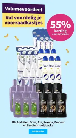 Plein.nl Alle Andrélon, Dove, Axe, Rexona, Prodent en Zendium multipacks aanbieding