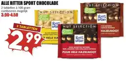 MCD Supermarkt ALLE RITTER SPORT CHOCOLADE aanbieding