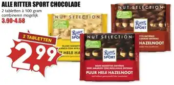MCD Supermarkt ALLE RITTER SPORT CHOCOLADE aanbieding