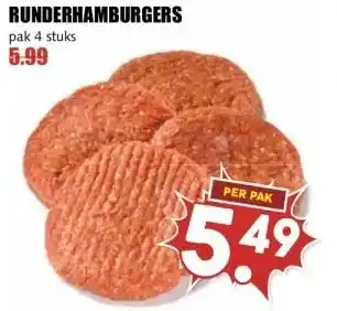 MCD Supermarkt RUNDERHAMBURGERS aanbieding