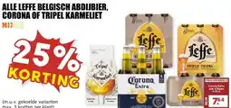 MCD Supermarkt ALLE LEFFE BELGISCH ABDIJBIER, CORONA OF TRIPEL KARMELIET aanbieding