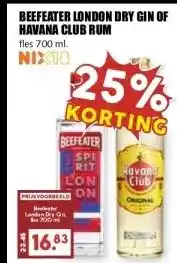 MCD Supermarkt BEEFEATER LONDON DRY GIN OF HAVANA CLUB RUM aanbieding