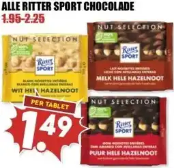 MCD Supermarkt ALLE RITTER SPORT CHOCOLADE aanbieding