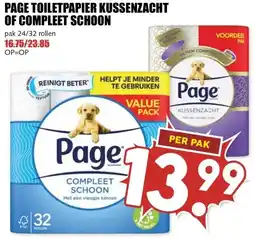 MCD Supermarkt PAGE TOILETPAPIER KUSSENZACHT OF COMPLEET SCHOON aanbieding