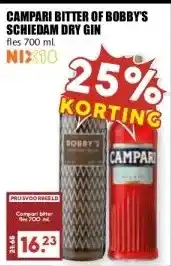 MCD Supermarkt CAMPARI BITTER OF BOBBY'S SCHIEDAM DRY GIN aanbieding