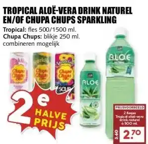 MCD Supermarkt TROPICAL ALOË-VERA DRINK NATUREL EN/OF CHUPA CHUPS SPARKLING aanbieding