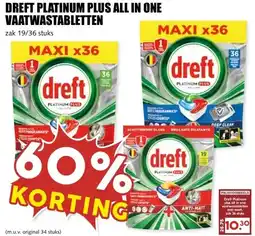 MCD Supermarkt DREFT PLATINUM PLUS ALL IN ONE VAATWASTABLETTEN aanbieding