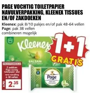 MCD Supermarkt PAGE VOCHTIG TOILETPAPIER NAVULVERPAKKING, KLEENEX TISSUES EN/OF ZAKDOEKEN aanbieding