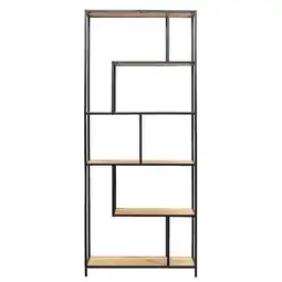 Leen Bakker Boekenkast Jaxx - zwart/naturel - 185x77x35 cm aanbieding