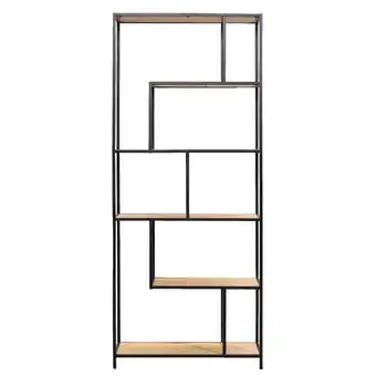 Leen Bakker Boekenkast Jaxx - zwart/naturel - 185x77x35 cm aanbieding