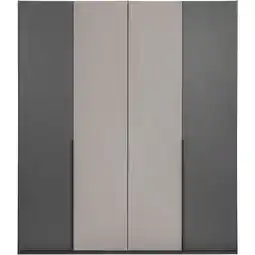 Leen Bakker Kledingkast Milaan 4-deurs - grafiet/kiezel - 208x180x58 cm aanbieding