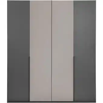 Leen Bakker Kledingkast Milaan 4-deurs - grafiet/kiezel - 208x180x58 cm aanbieding