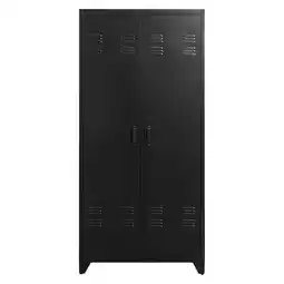 Leen Bakker Kledingkast Mick 2-deurs - antraciet - 180x85x50 cm aanbieding