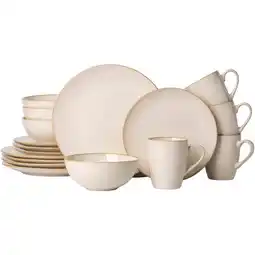 Leen Bakker Serviesset Glaze - beige - 16-delig aanbieding